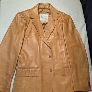London Fog Tan Leather Coat Size 40R